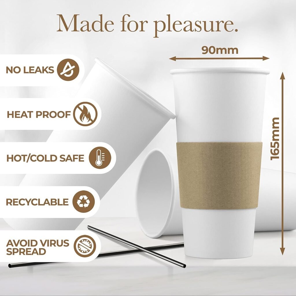 Disposable Coffee Cups with Lids 10 oz (50 Pack) - To Go Paper Coffee Cups for Hot  Cold Beverages, Coffee, Tea, Hot Chocolate, Water, Juice - Eco Friendly Cups