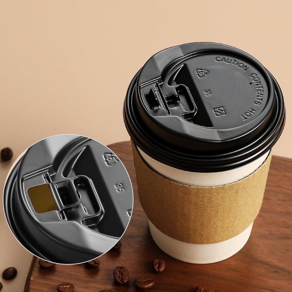 AOZITA 12 oz Coffee Cups with Lids, 30 Sets Paper Cups with Sleeves, Disposable Paper Cups, To Go Coffee Cups for Hot  Cold Drinks