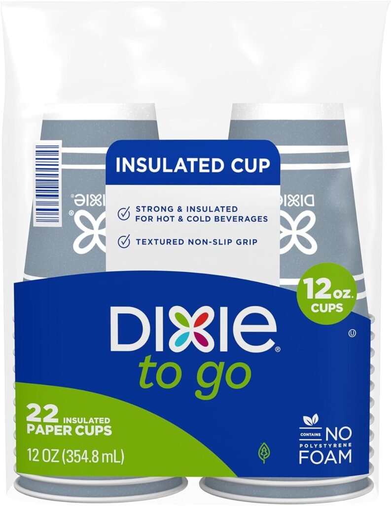 Dixie to Go Hot Beverage Cups, 12 oz, 132 Count, Assorted Designs 22 Disposable Paper Coffee Cups - 22 Count (Pack of 6)