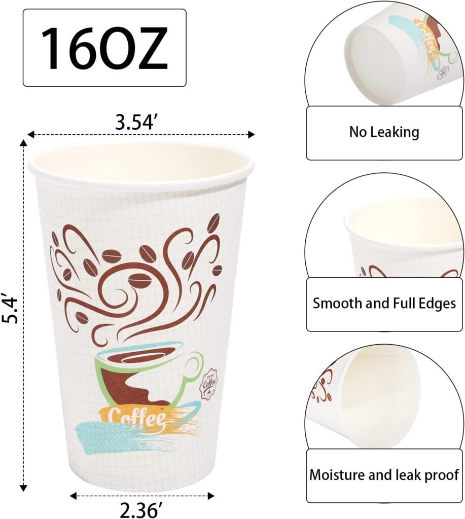 Lamosi Coffee Cups 12 OZ 180 Pack, 12 OZ Hot Cups, 12 OZ Disposable Coffee Cups, Paper Coffee Cups 12 oz, Disposable Cups 12 oz, Hot Paper Cups 12oz (No Lid)