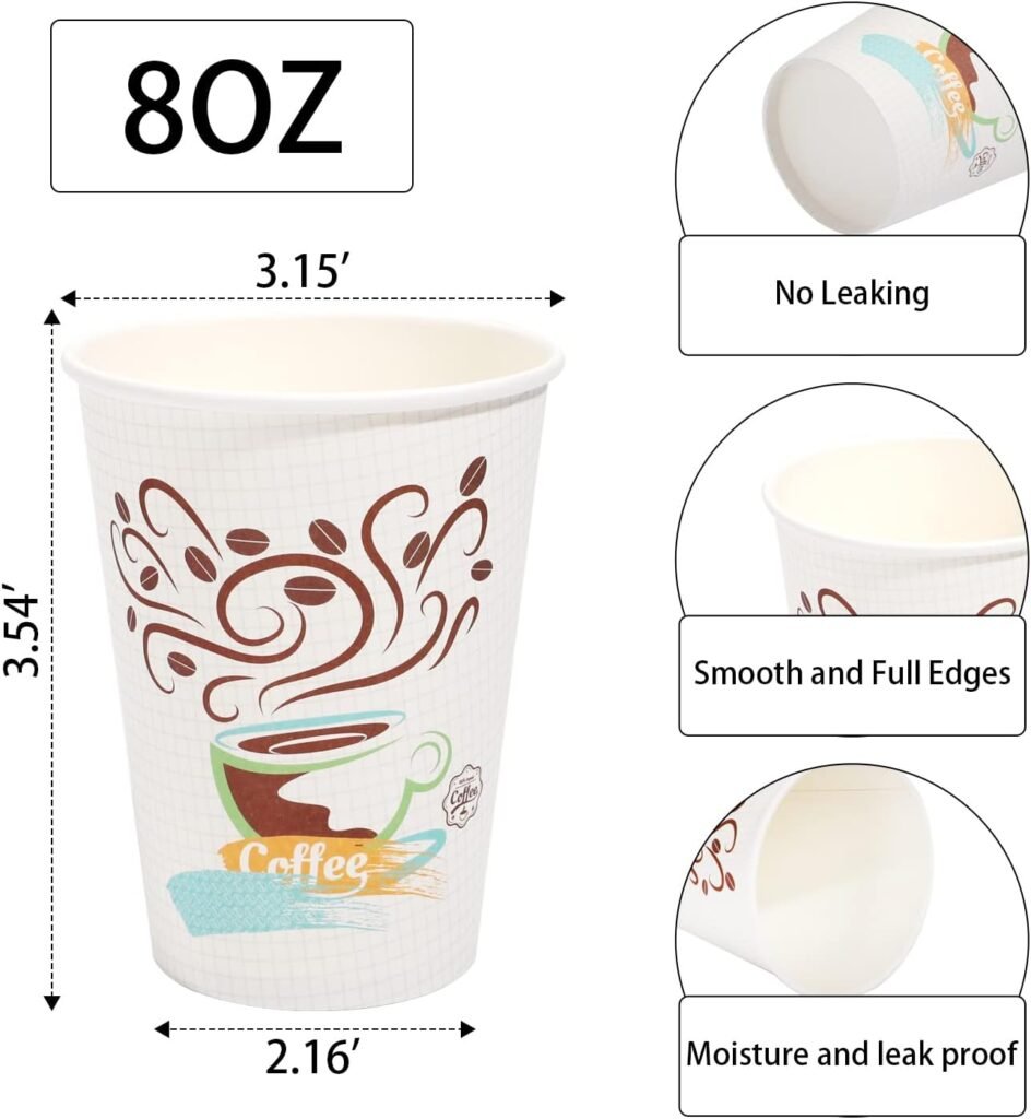 Lamosi Coffee Cups 12 OZ 180 Pack, 12 OZ Hot Cups, 12 OZ Disposable Coffee Cups, Paper Coffee Cups 12 oz, Disposable Cups 12 oz, Hot Paper Cups 12oz (No Lid)