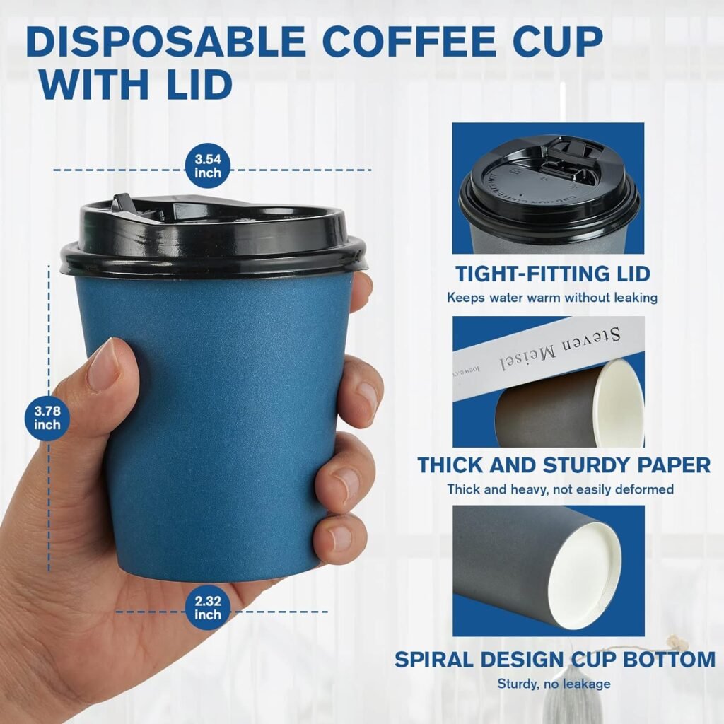 LITOPAK 100 Pack 12 oz Paper Coffee Cups, Disposable Coffee Cups with Lids, Drinking Cups for Cold/Hot Coffee, Water, Juice, or Tea. Hot Paper Coffee Cups for Home, Restaurant, Store and Cafe.