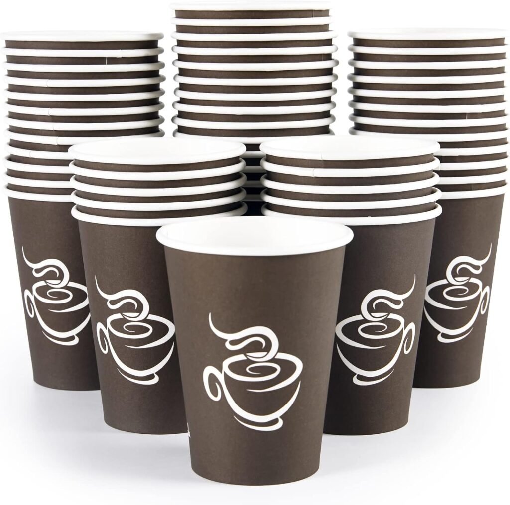 LITOPAK 240 Pack 12 oz Paper Cups, Disposable Coffee Cups, Hot/Cold Drinking Cups, Brown Disposable Cups, Paper Hot Coffee Cups, Paper Coffee Cups for Party, Picnic, Travel, and Events.