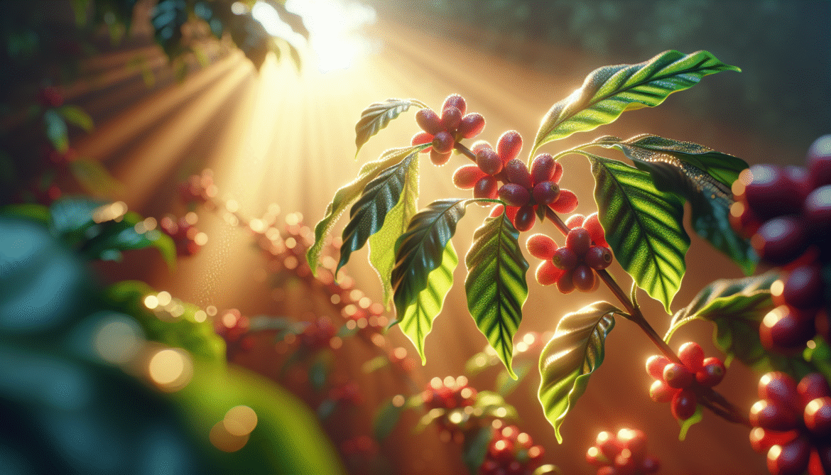 Coffee plant in morning light